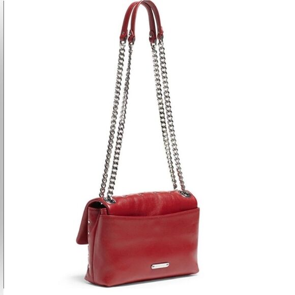 Rebecca Minkoff Heart Studded Red Quilted Leather Adjustable Crossbody Bag - Picture 3 of 13